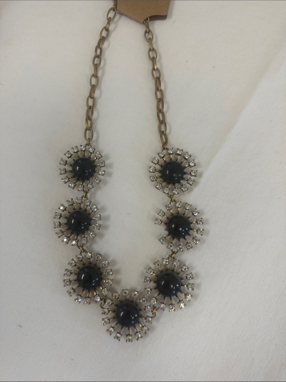 J. Crew Navy and Gold Floral Cluster Necklace